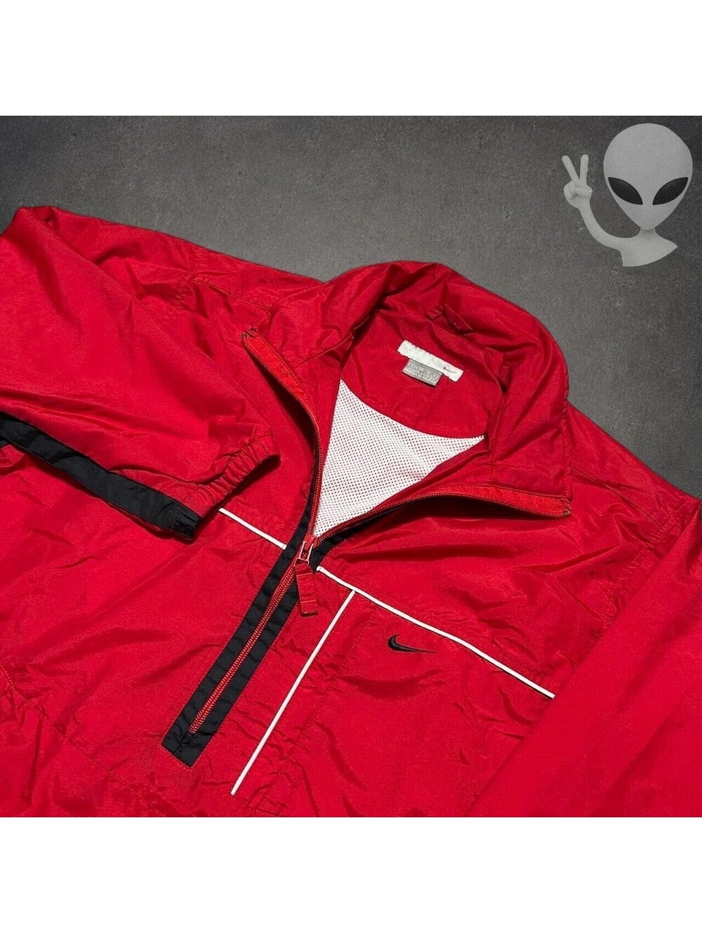 Nike Vintage Silver Tag Red Half Zip Windbreaker Jacket Youth L Fits Womens S